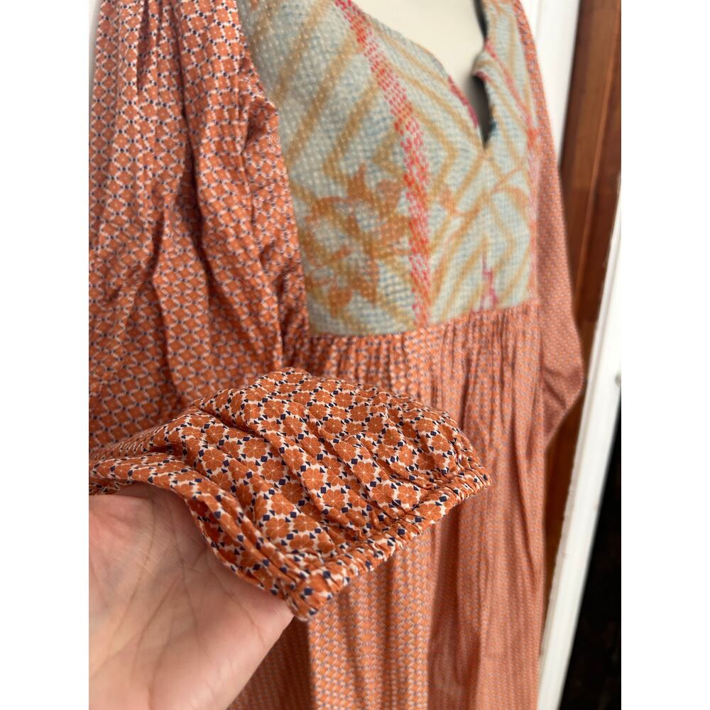 World Market Dress Boho Hippie Multicolor Floral Women's S/M 100% Cotton XC - Picture 3 of 11